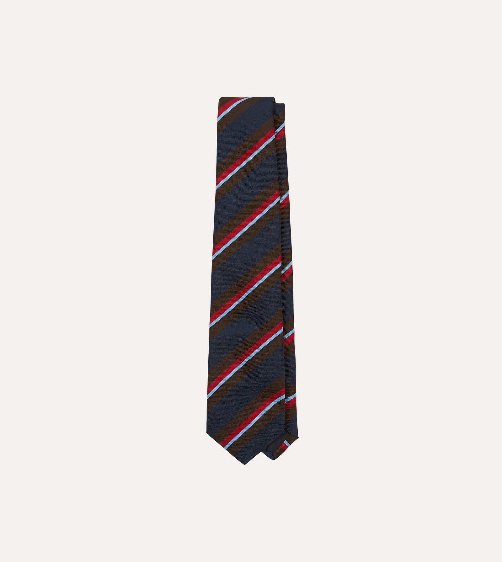 Brown And Red Stripe Mogador Silk Tipped Tie