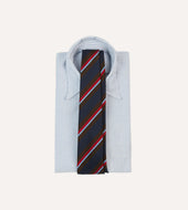 Brown And Red Stripe Mogador Silk Tipped Tie