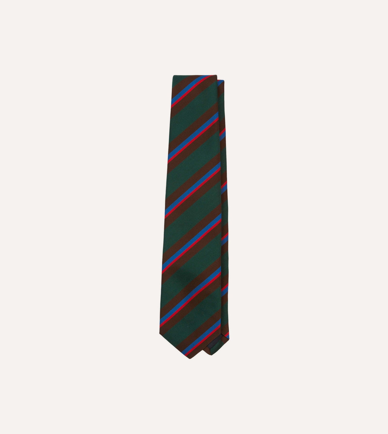 Brown And Red Stripe Mogador Silk Tipped Tie