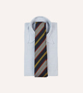 Yellow Red And White Multi Stripe Tipped Silk Grenadine Tie