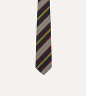 Yellow Red And White Multi Stripe Tipped Silk Grenadine Tie