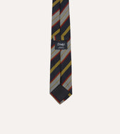 Yellow Red And White Multi Stripe Tipped Silk Grenadine Tie