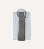 And Ecru Oxford Weave Silk Tipped Tie