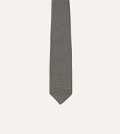 And Ecru Oxford Weave Silk Tipped Tie