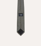 And Ecru Oxford Weave Silk Tipped Tie