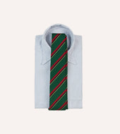 Green Red Black And Yellow Multi Stripe Repp Silk Tipped Tie
