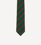 Green Red Black And Yellow Multi Stripe Repp Silk Tipped Tie