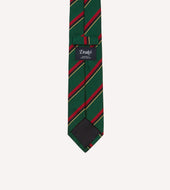 Green Red Black And Yellow Multi Stripe Repp Silk Tipped Tie
