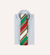 Green Red And White Stripe Mogador Silk Tipped Tie