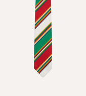 Green Red And White Stripe Mogador Silk Tipped Tie