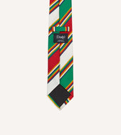 Green Red And White Stripe Mogador Silk Tipped Tie