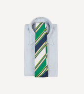 Green And White Stripe Mogador Silk Tipped Tie