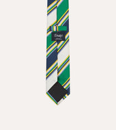 Green And White Stripe Mogador Silk Tipped Tie