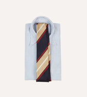 Red And Gold Stripe Repp Silk Tipped Tie
