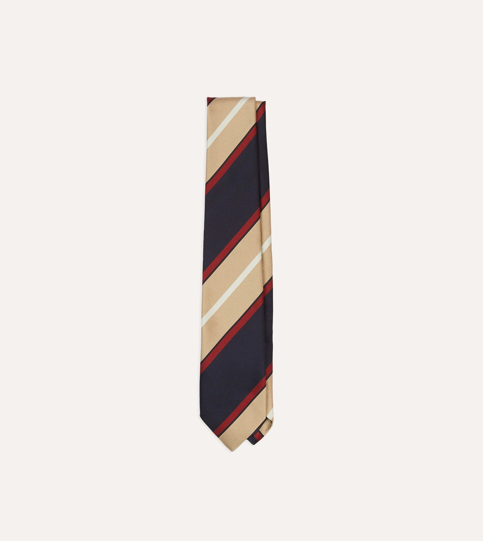 Red And Gold Stripe Repp Silk Tipped Tie