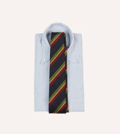 Green And Red Sandwich Stripe Repp Silk Tipped Tie