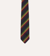 Green And Red Sandwich Stripe Repp Silk Tipped Tie