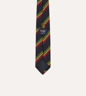 Green And Red Sandwich Stripe Repp Silk Tipped Tie