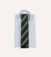 Green And Sandwich Stripe Repp Silk Tipped Tie