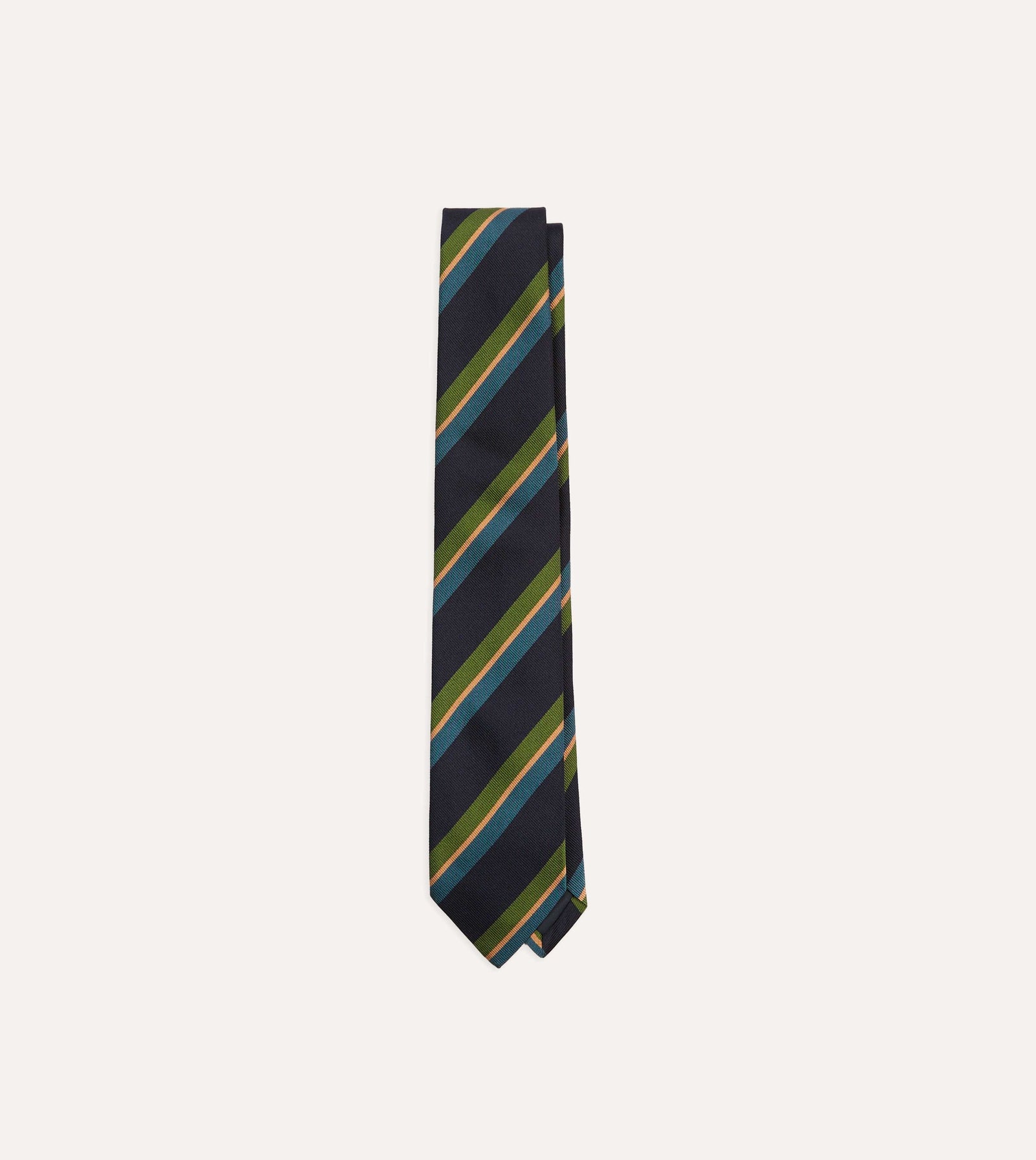 Green And Sandwich Stripe Repp Silk Tipped Tie