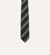 Green And Sandwich Stripe Repp Silk Tipped Tie