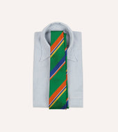 Green Orange And Blue Multi Stripe Repp Silk Tipped Tie