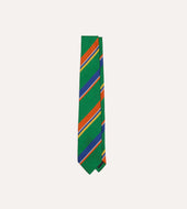 Green, Orange and Blue Multi Stripe Repp Silk Tipped Tie