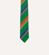 Green Orange And Blue Multi Stripe Repp Silk Tipped Tie