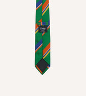 Green Orange And Blue Multi Stripe Repp Silk Tipped Tie