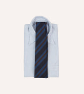 And Brown Stripe Mogador Wool Cotton Tipped Tie