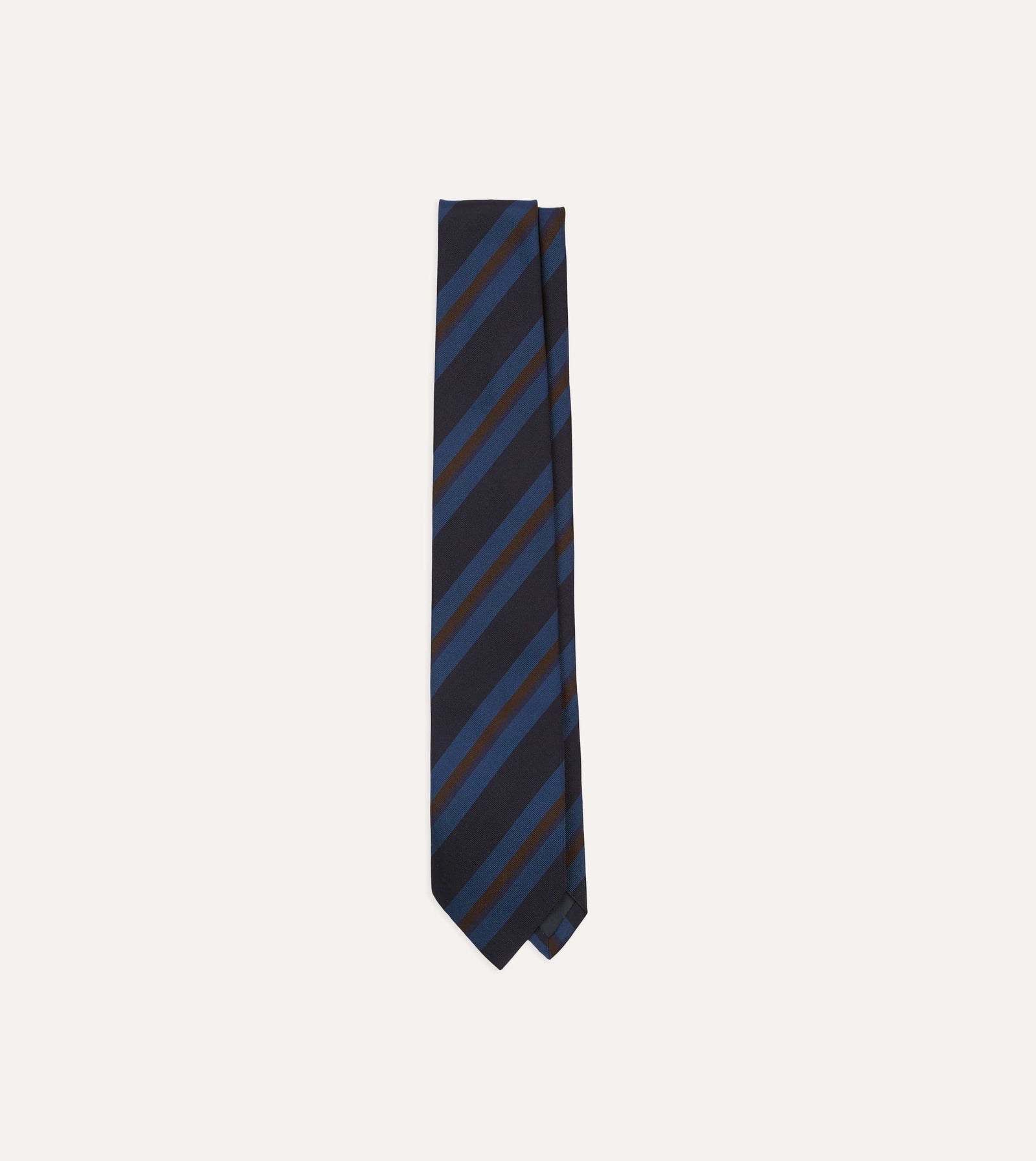 And Brown Stripe Mogador Wool Cotton Tipped Tie