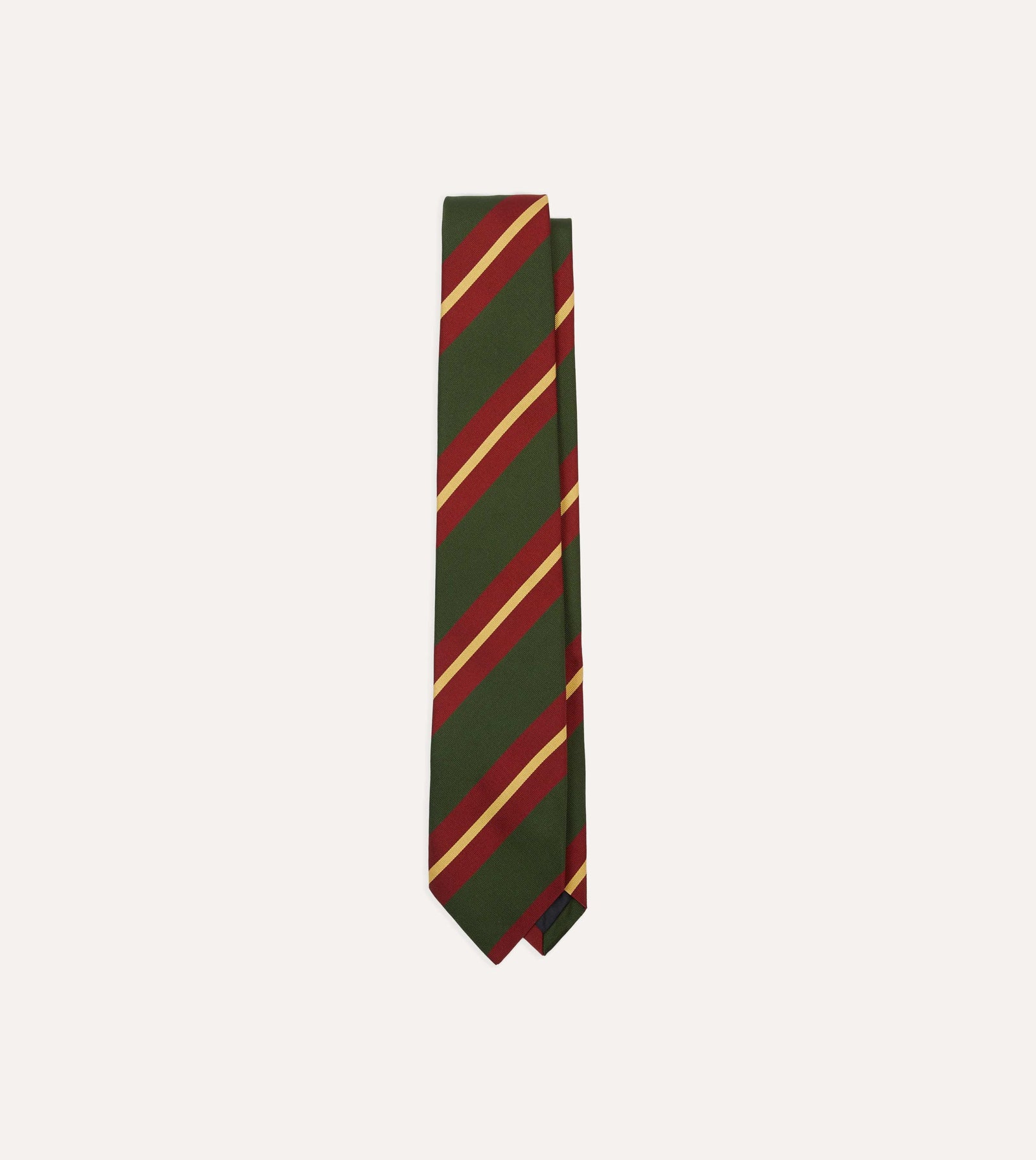 Green Red And Gold Stripe Mogador Cotton Silk Tipped Tie