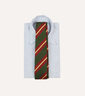 Green Red And Gold Stripe Mogador Cotton Silk Tipped Tie