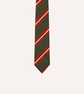Green Red And Gold Stripe Mogador Cotton Silk Tipped Tie