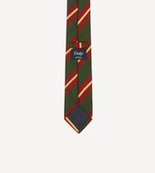 Green Red And Gold Stripe Mogador Cotton Silk Tipped Tie