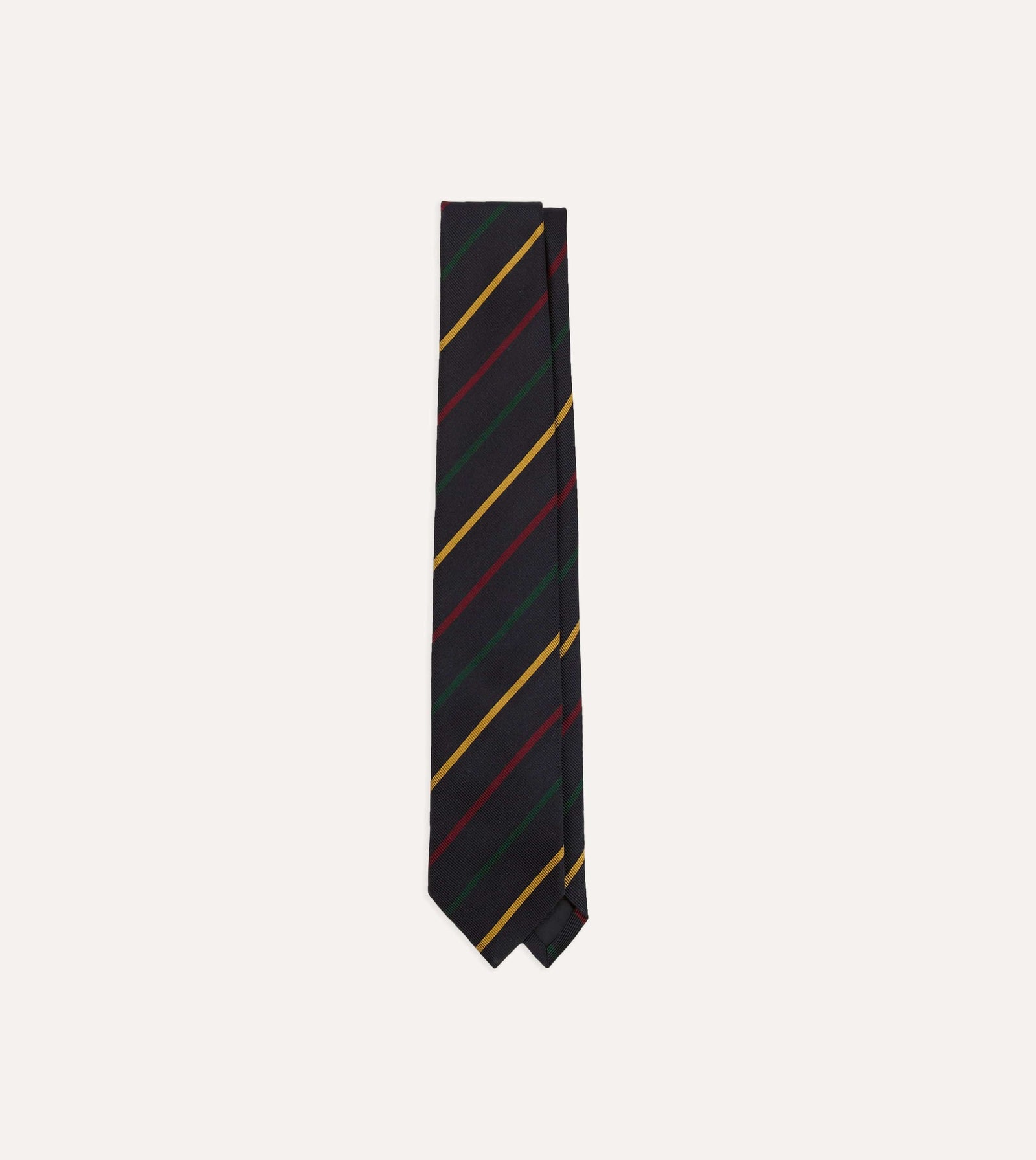 Green Red And Yellow Stripe Repp Silk Tipped Tie