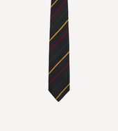 Green Red And Yellow Stripe Repp Silk Tipped Tie