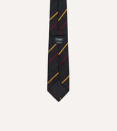 Green Red And Yellow Stripe Repp Silk Tipped Tie