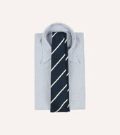 And White Bar Stripe Repp Silk Tipped Tie
