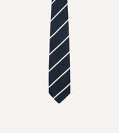 And White Bar Stripe Repp Silk Tipped Tie