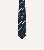 And White Bar Stripe Repp Silk Tipped Tie