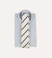 And Navy Bar Stripe Repp Silk Tipped Tie