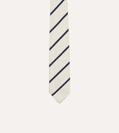 And Navy Bar Stripe Repp Silk Tipped Tie