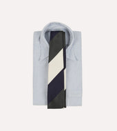 And Ecru Block Stripe Repp Silk Tipped Tie