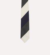 And Ecru Block Stripe Repp Silk Tipped Tie