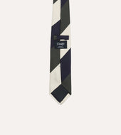 And Ecru Block Stripe Repp Silk Tipped Tie