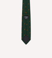 Green Flag Motif Repp Silk Tipped Tie