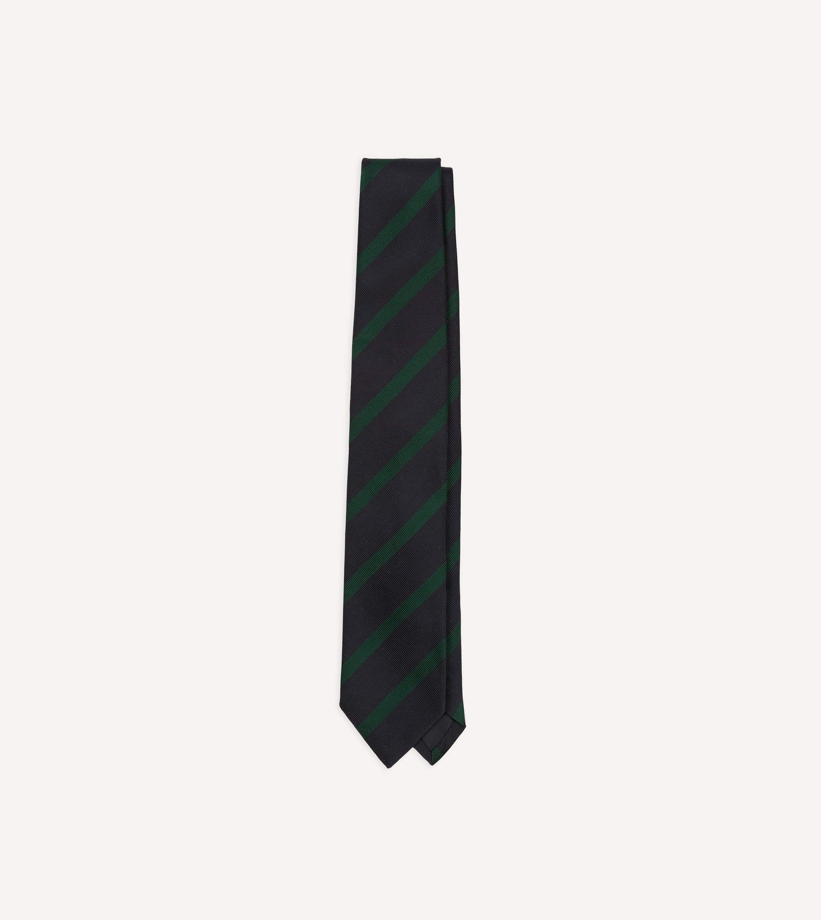 Navy and Green Bar Stripe Repp Silk Tipped Tie