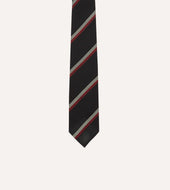 White And Red Stripe Hand Rolled Silk Grenadine Tie