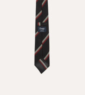 White And Red Stripe Hand Rolled Silk Grenadine Tie